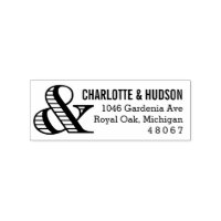 Striped Ampersand Newlywed Couple Return Address
