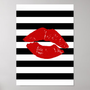 striped and lip,pretty,lovely,poster poster