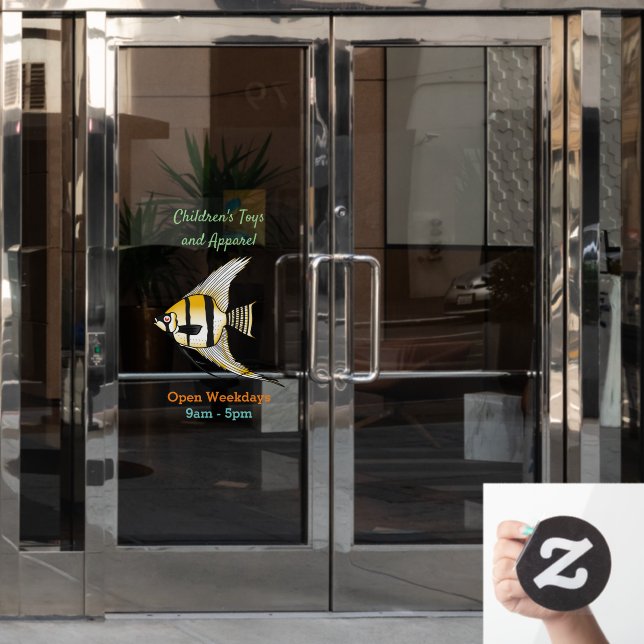 Striped angelfish cartoon illustration (Office Door)
