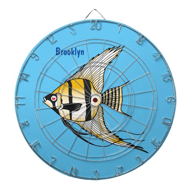 Striped angelfish cartoon illustration dartboard (Front)