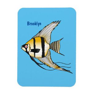 Striped angelfish cartoon illustration magnet