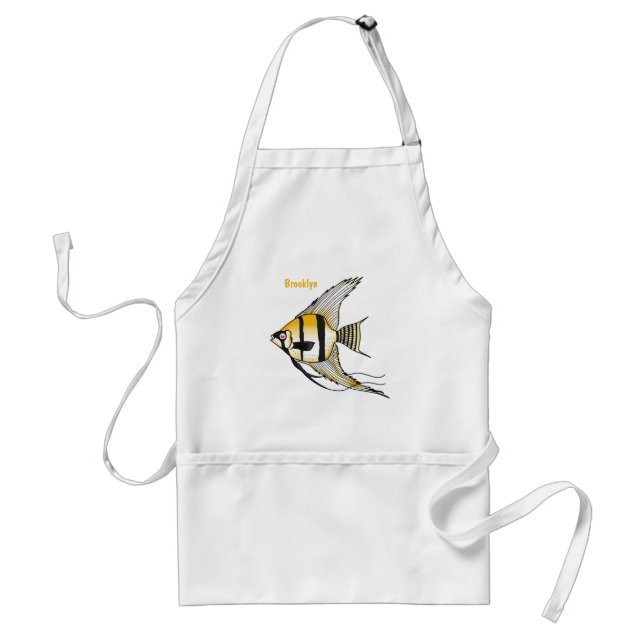 Striped angelfish cartoon illustration standard apron (Front)