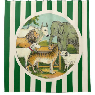 Striped Animal Menagerie Shower Curtain