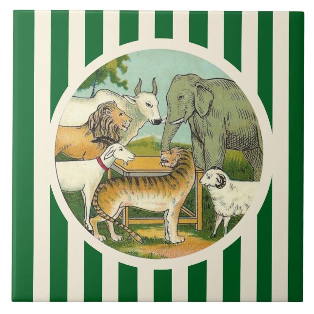 Striped Animal Menagerie Tile (Front)