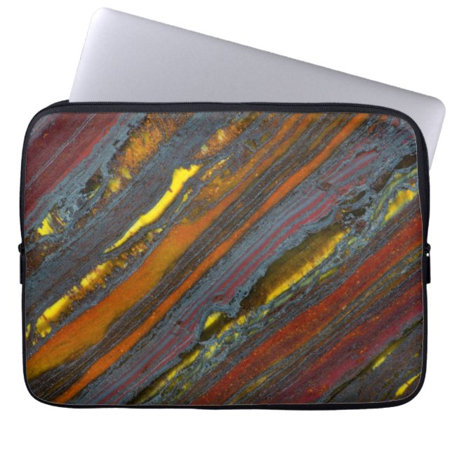 Striped Australian Tiger Eye Laptop Sleeve (Front)