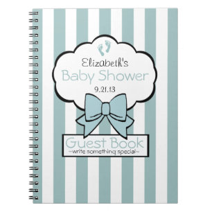 Striped Baby Shower Guest Book- Spiral Notebook