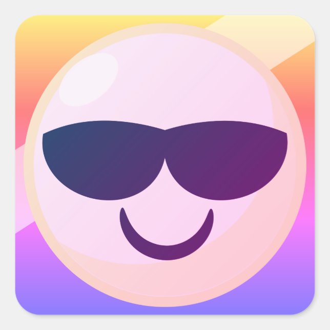 Striped Background Cool Emoji Pastel Stickers (Front)