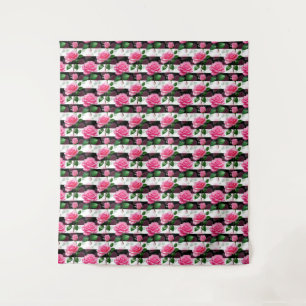 Striped Background Rose Flower Pattern Design Tapestry