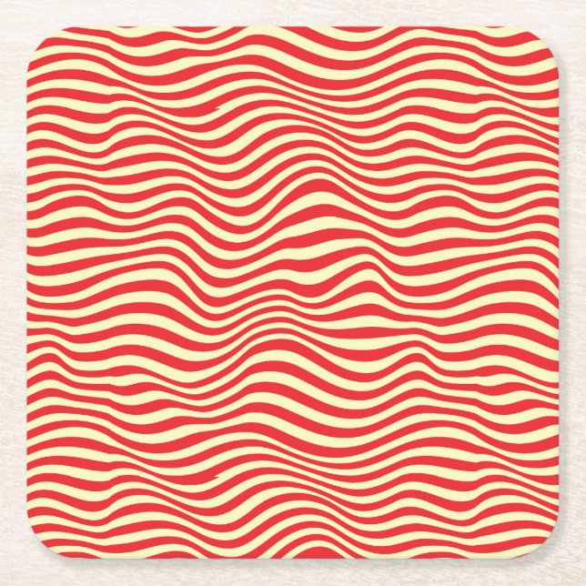 Striped background square paper coaster (Front)