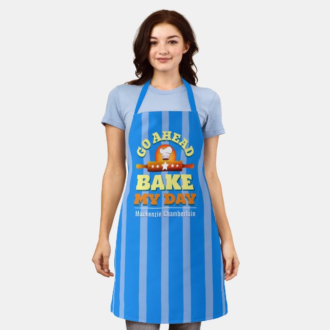 Striped Bake My Day Apron - Blue (Worn)