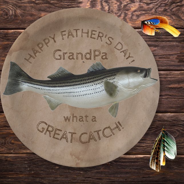 Striped Bass Fathers Day Catch Paper Plate (Creator Uploaded)