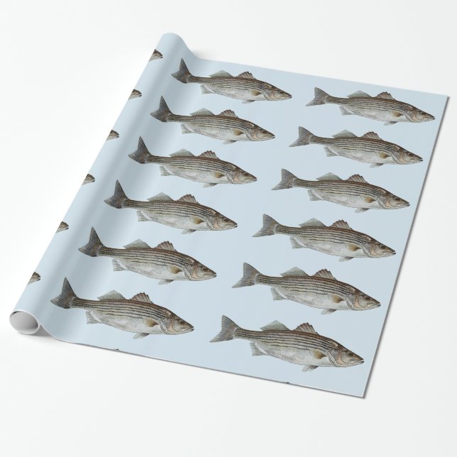Striped Bass Fish Pattern Wrapping Paper (Unrolled)