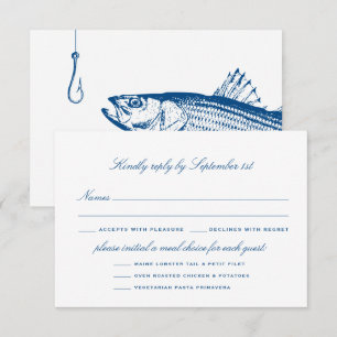 Striped Bass Meal Options Elegant Wedding RSVP Card