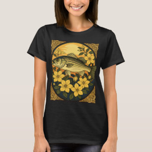 Striped Bass Rockfish And Yellow Jasmine Flowers T-Shirt