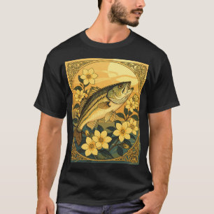 Striped Bass Rockfish And Yellow Jasmine Flowers T-Shirt