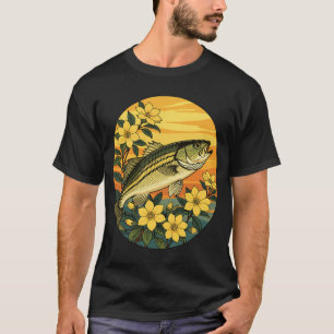 Striped Bass Rockfish And Yellow Jasmine Flowers T-Shirt