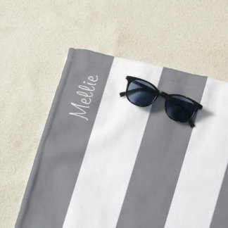 Striped Beach Towel with Monogram Name