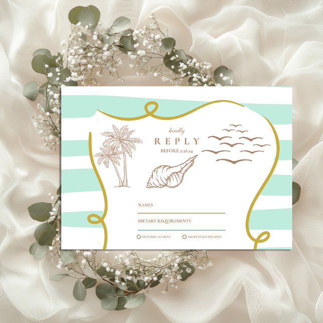Striped Beach Wedding RSVP Card (Creator Uploaded)
