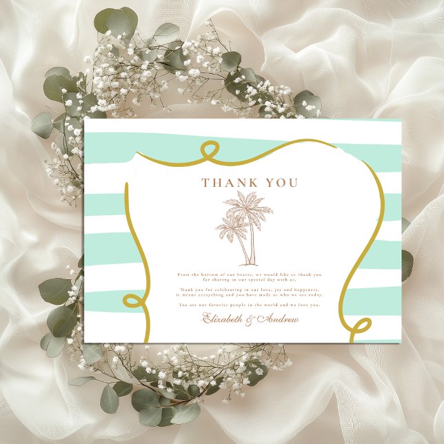 Striped Beach Wedding Thank You Card (Creator Uploaded)
