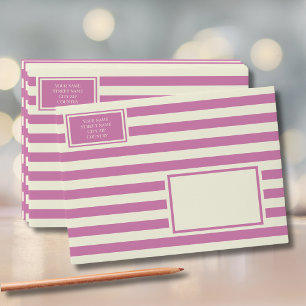 Striped beige pink purple retro return address envelope