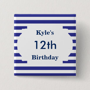 Striped Birthday Pin with Name and Age