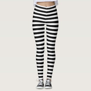Striped Black and White Halloween Wicked Witch Leggings