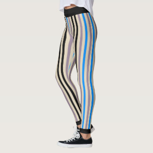 Striped Black Grey Blue (custom.) Leggings