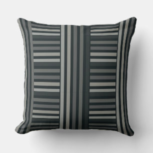 Striped Black, Grey, Taupe Throw Pillow