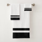 Striped Black & White Bath Towel Set
