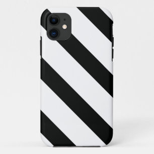 Striped (Black & White   Diagonal) Any Size Custom iPhone 11 Case