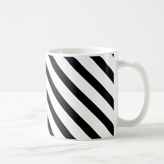 Striped (Black & White | Diagonal) Any Size Custom Coffee Mug