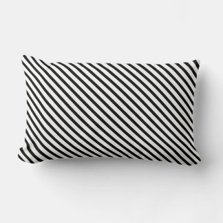 Striped (Black & White | Diagonal) Any Size Custom Lumbar Cushion
