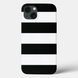 Striped (Black & White | Horizontal) Customisable iPhone 13 Case