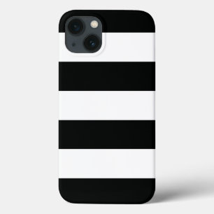 Striped (Black & White   Horizontal) Customisable iPhone 13 Case