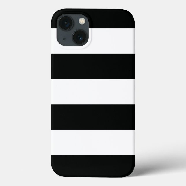 Striped (Black & White | Horizontal) Customisable Case-Mate iPhone Case (Back)