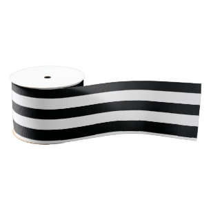 Striped (Black & White   Horizontal) Customisable Grosgrain Ribbon