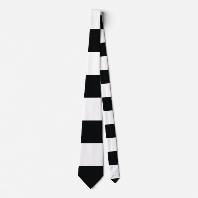 Striped (Black & White | Horizontal) Customisable Tie (Front)