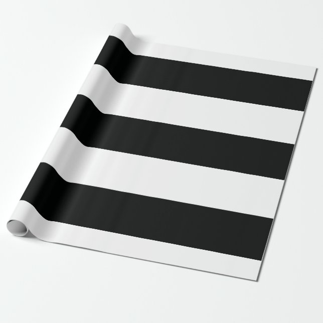 Striped (Black & White | Horizontal) Customisable Wrapping Paper (Unrolled)