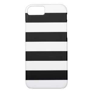 Striped (Black & White   Horizontal) Phone Case