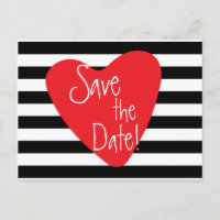 Striped Black White Red Heart Postcard