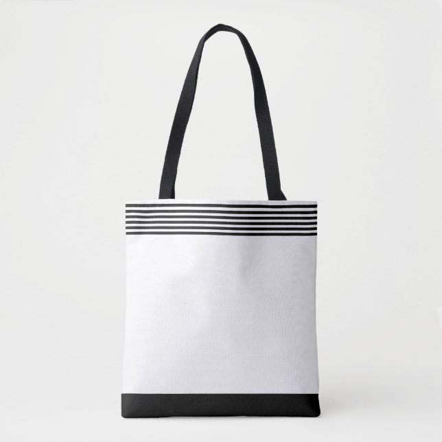 Striped Black White Tote Bag (Front)