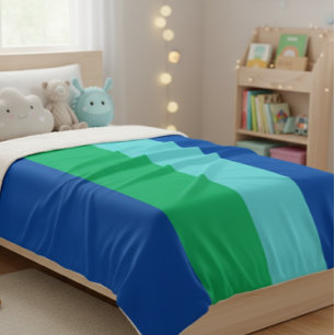 Striped Blanket for Children - Soft Blue and Green
