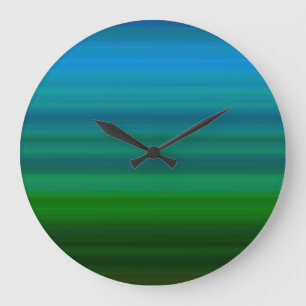 Striped Blend in blue and green Large Clock