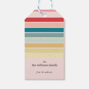 Striped Blue Christmas Holiday Gift Tags