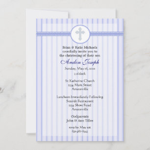 Striped Blue Cross Invitation. Invitation