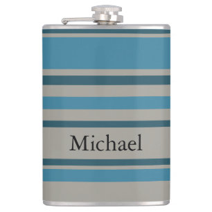 Striped blue gray hip flask