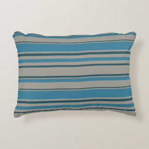 Striped blue grey decorative cushion