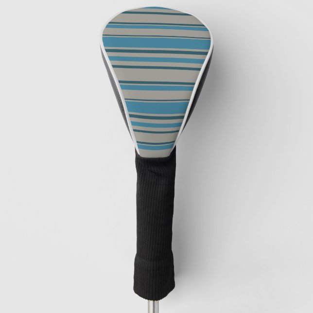 Striped blue grey golf head cover (Front)