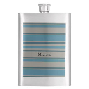 Striped blue grey hip flask