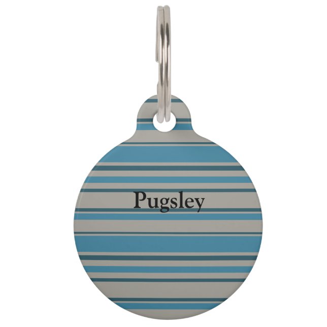 Striped blue grey pet tag (Front)